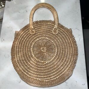 Vintage Woven Raffia Straw Handbag